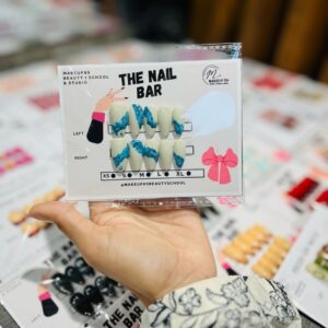 Almond shape nails with marble art