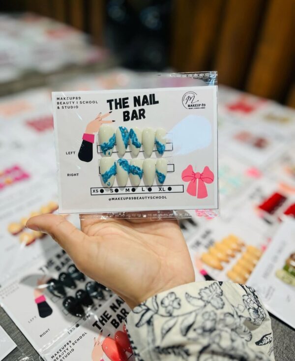Almond shape nails with marble art